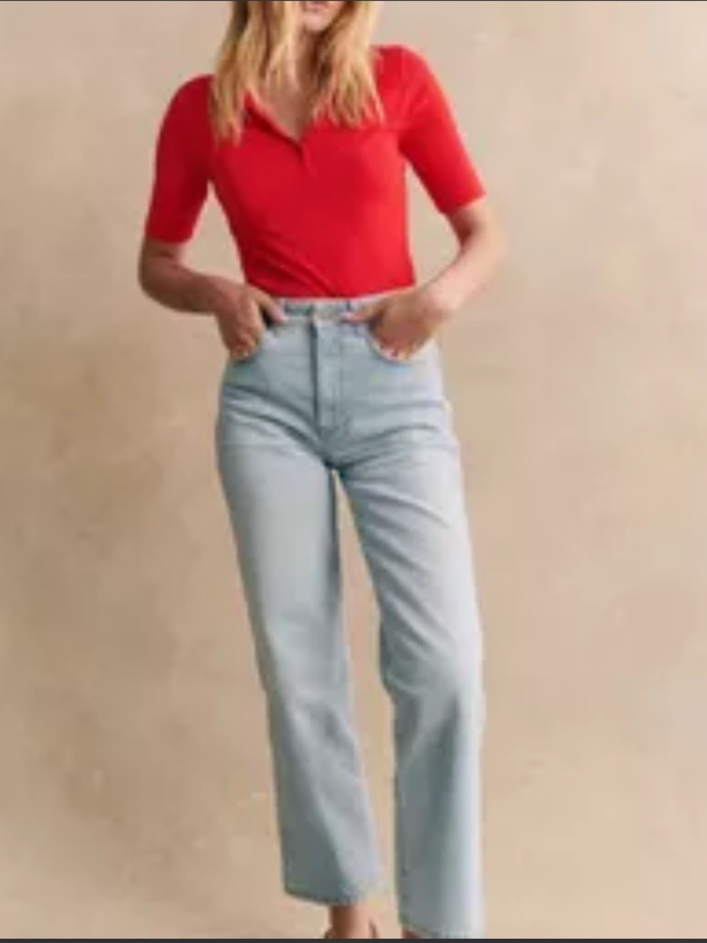Sezane L’Iconoque Droit Straight-Leg Jeans — Light Blue